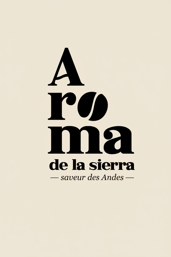 Logo vertical AROMA de la sierra con fondo beige